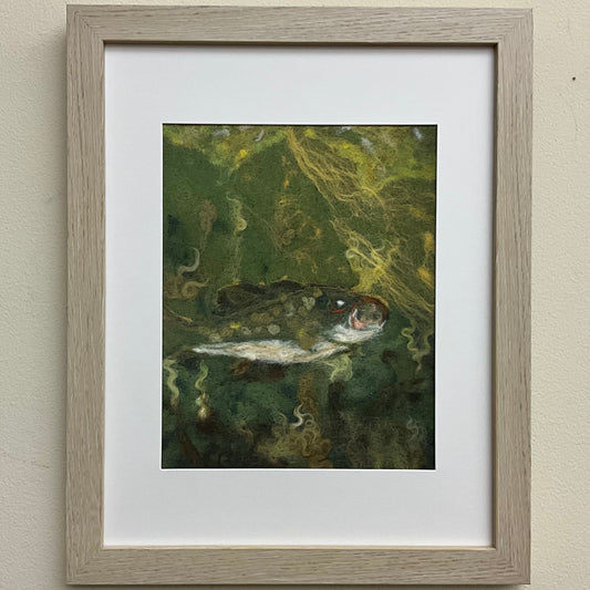 Large Mouth Bass -  Print of Hand Felted Framed Art