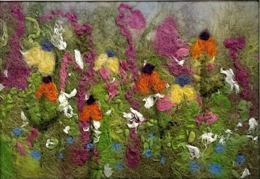 Mixed Bloom - Hand Felted Framed Art