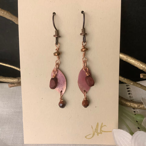 Copper Flame Earring with Beads