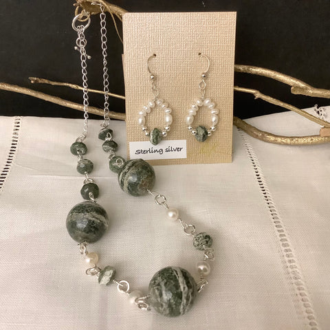 Sterling Silver Jewelry with Serpentine Stones