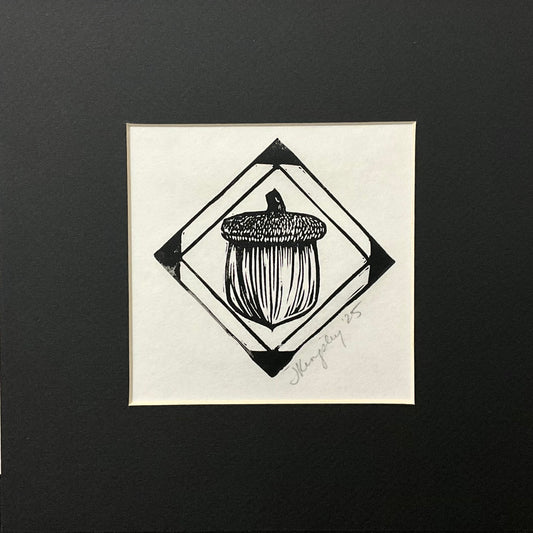 “Acorn” Rubber Block Print Matted