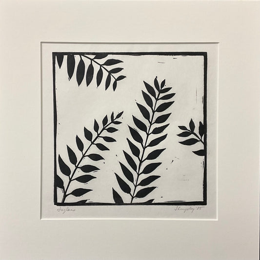 “Juglans”, Rubber Block Print Matted