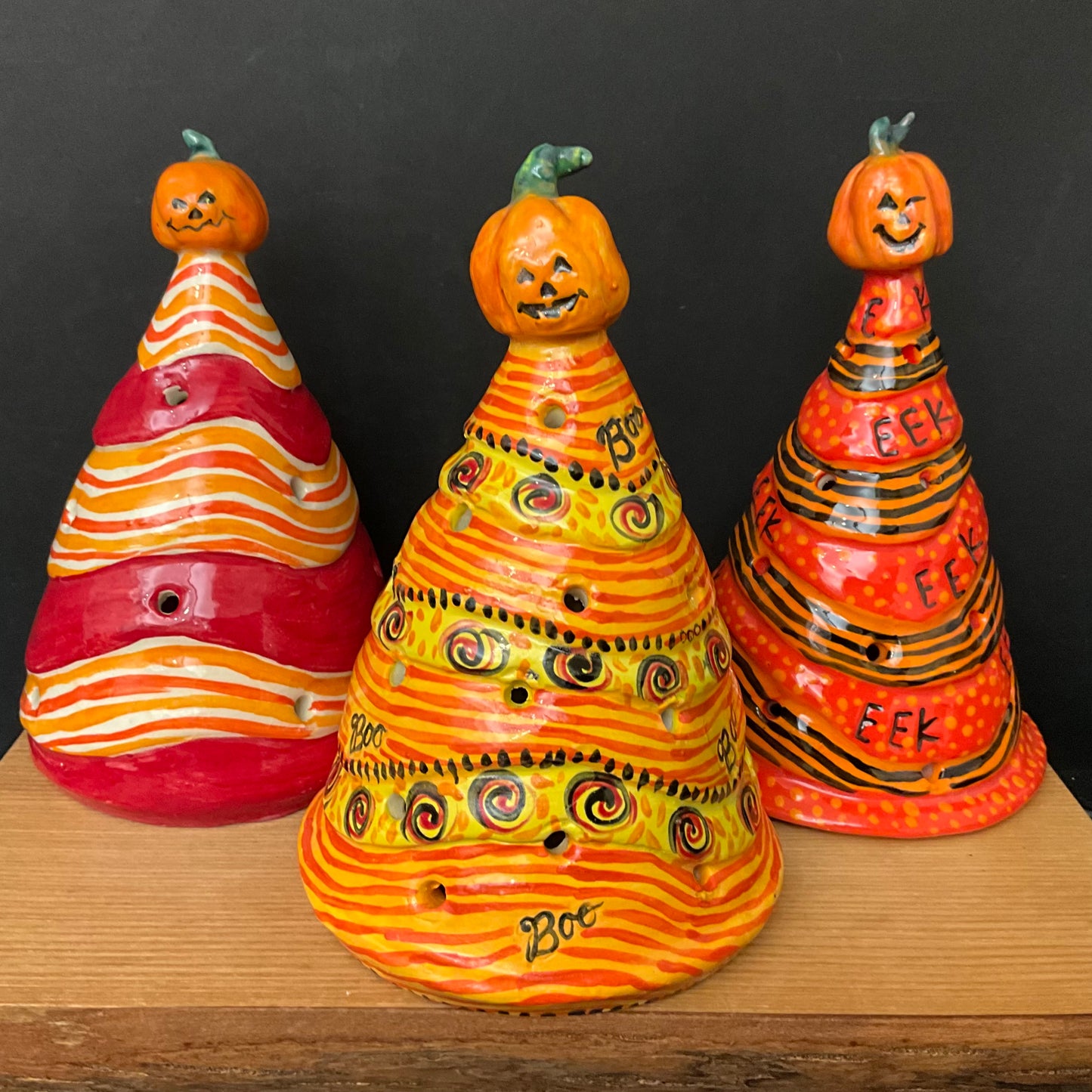 Assorted Halloween Luminary Trees with Pumpkin Finial