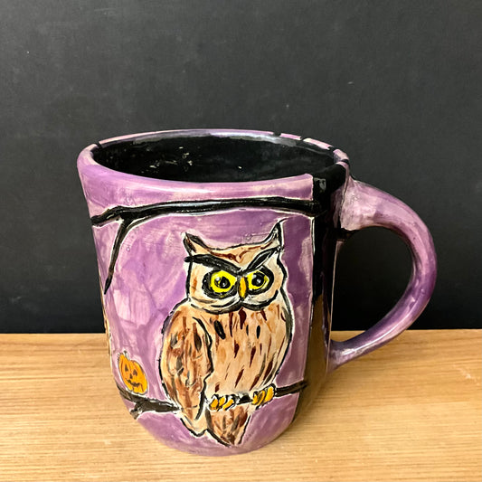 Halloween Mug Purple with Owls