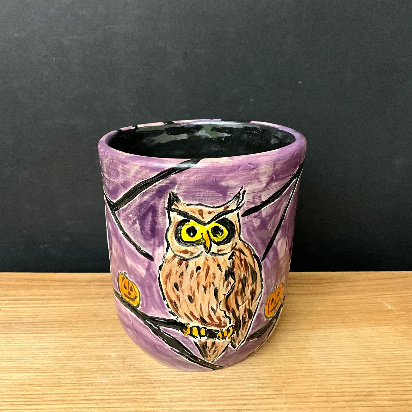 Halloween Mug Purple with Owls