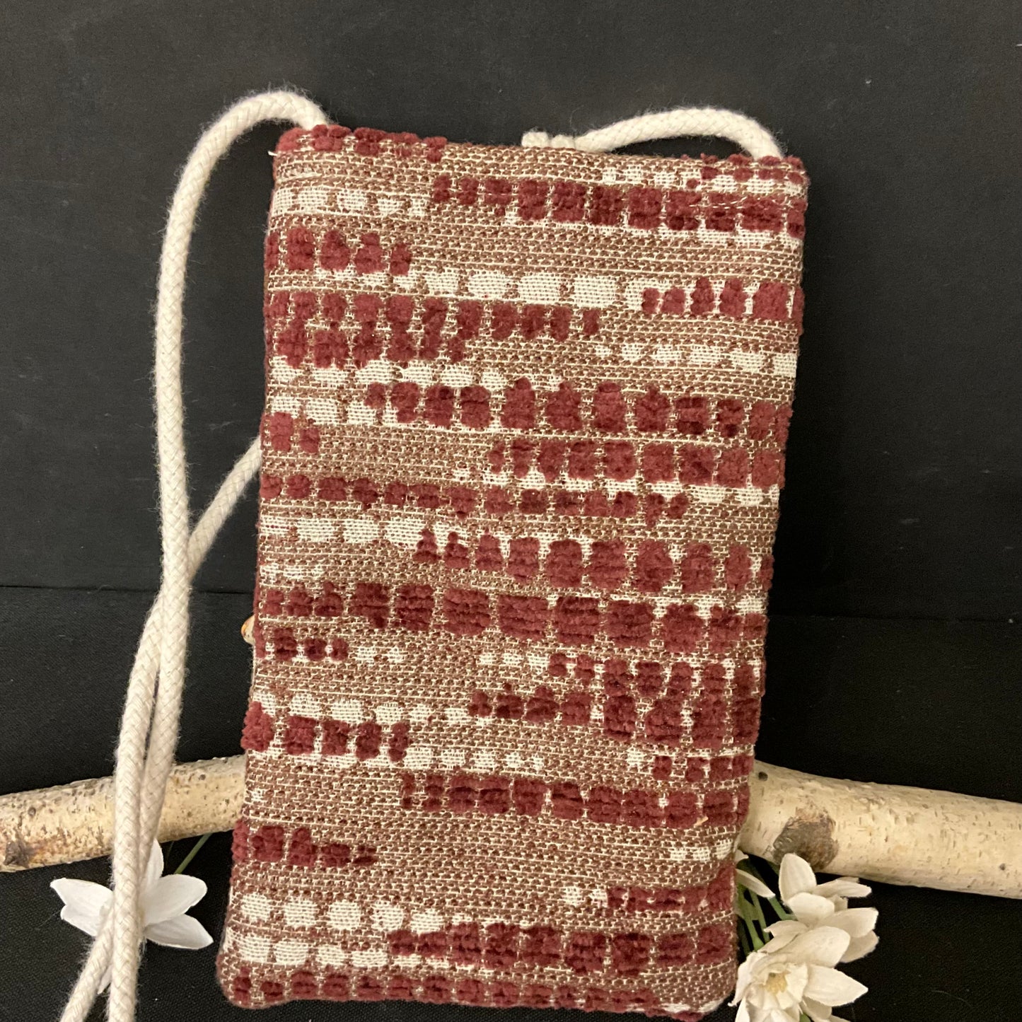 Phone Case/Small Purse - Geometric pattern in Warm Brown and Beige