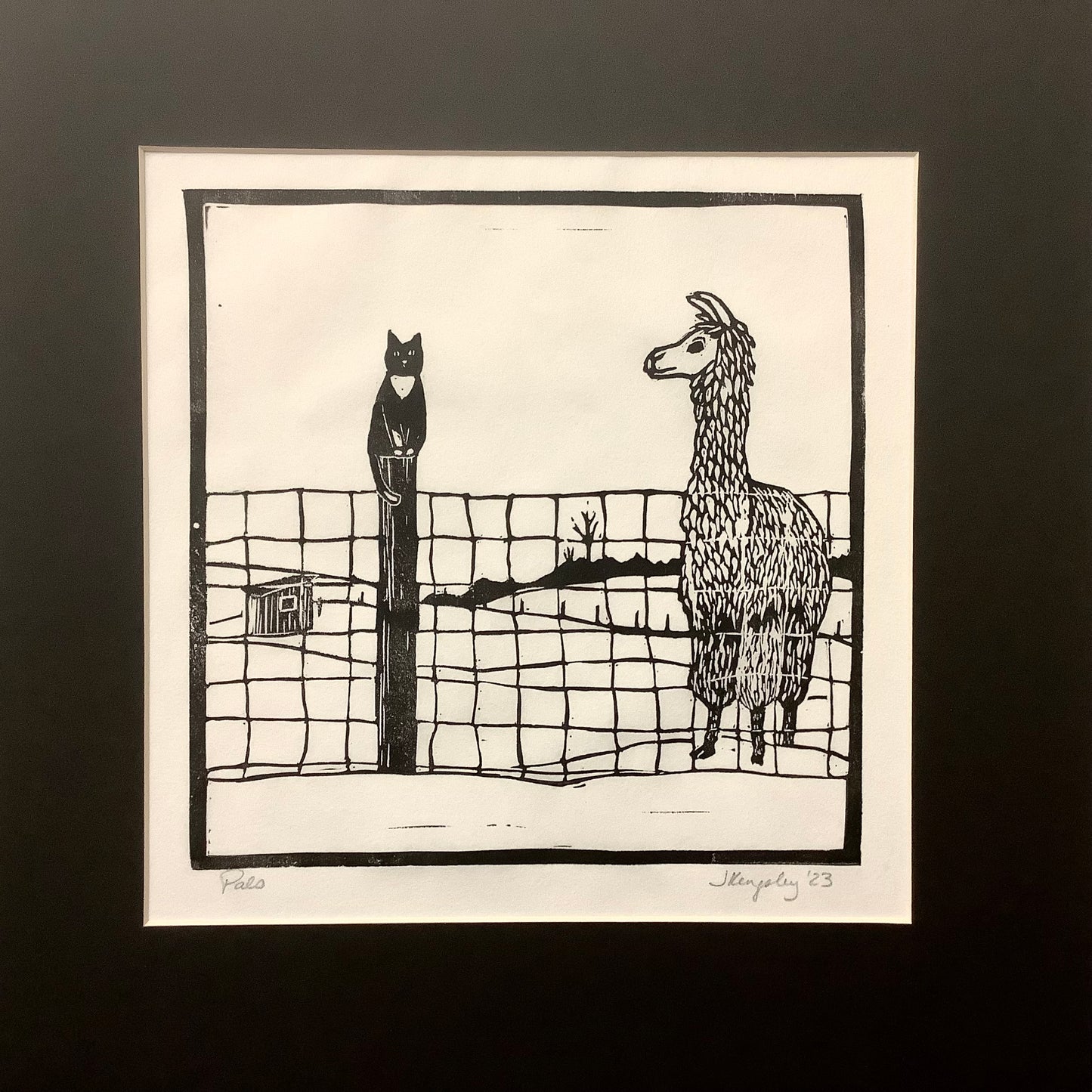 “Pals” Rubber Block Print Matted