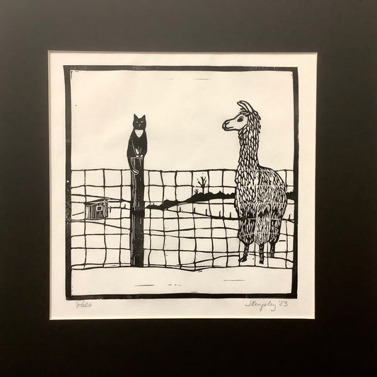 “Pals” Rubber Block Print Matted