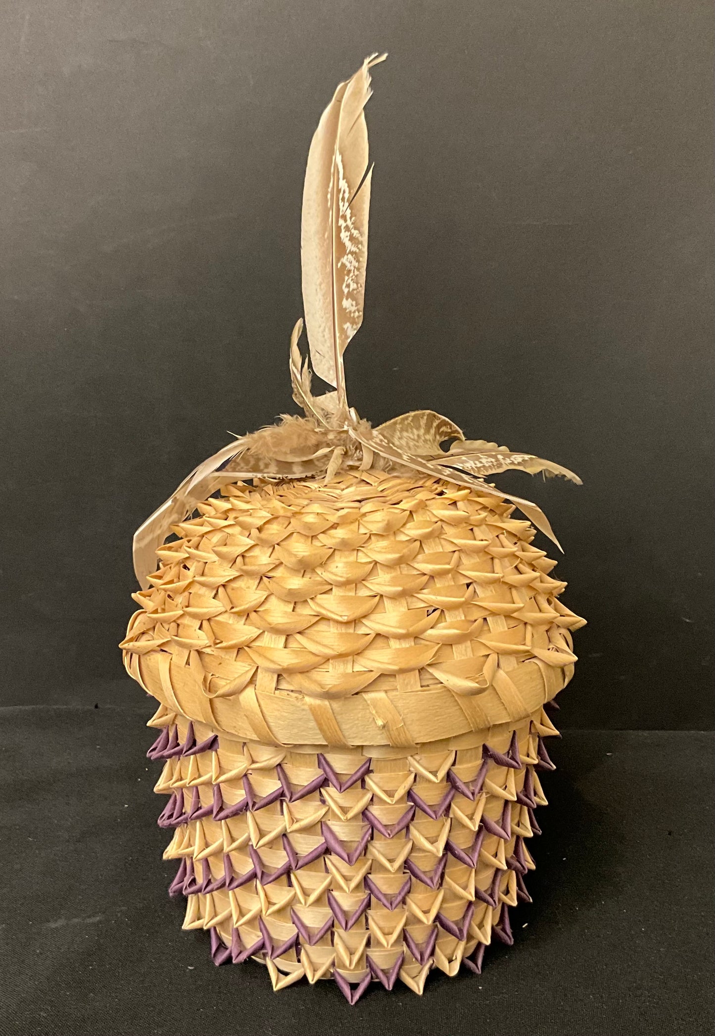 Set of 6 Dyed Ash Baskets with Feathers