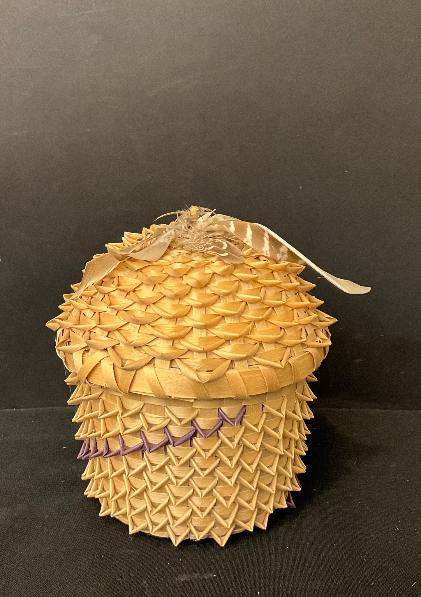 Set of 6 Dyed Ash Baskets with Feathers