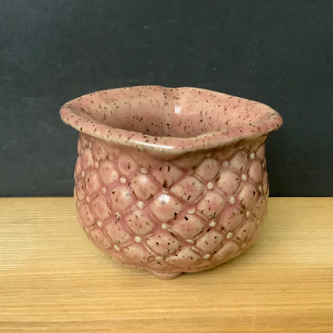 Small Square Succulent Planter Pink Blush Embossed with Speckled Glaze