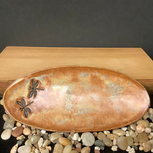 Spoon Rest Dragonflies with Copper Brown Glaze