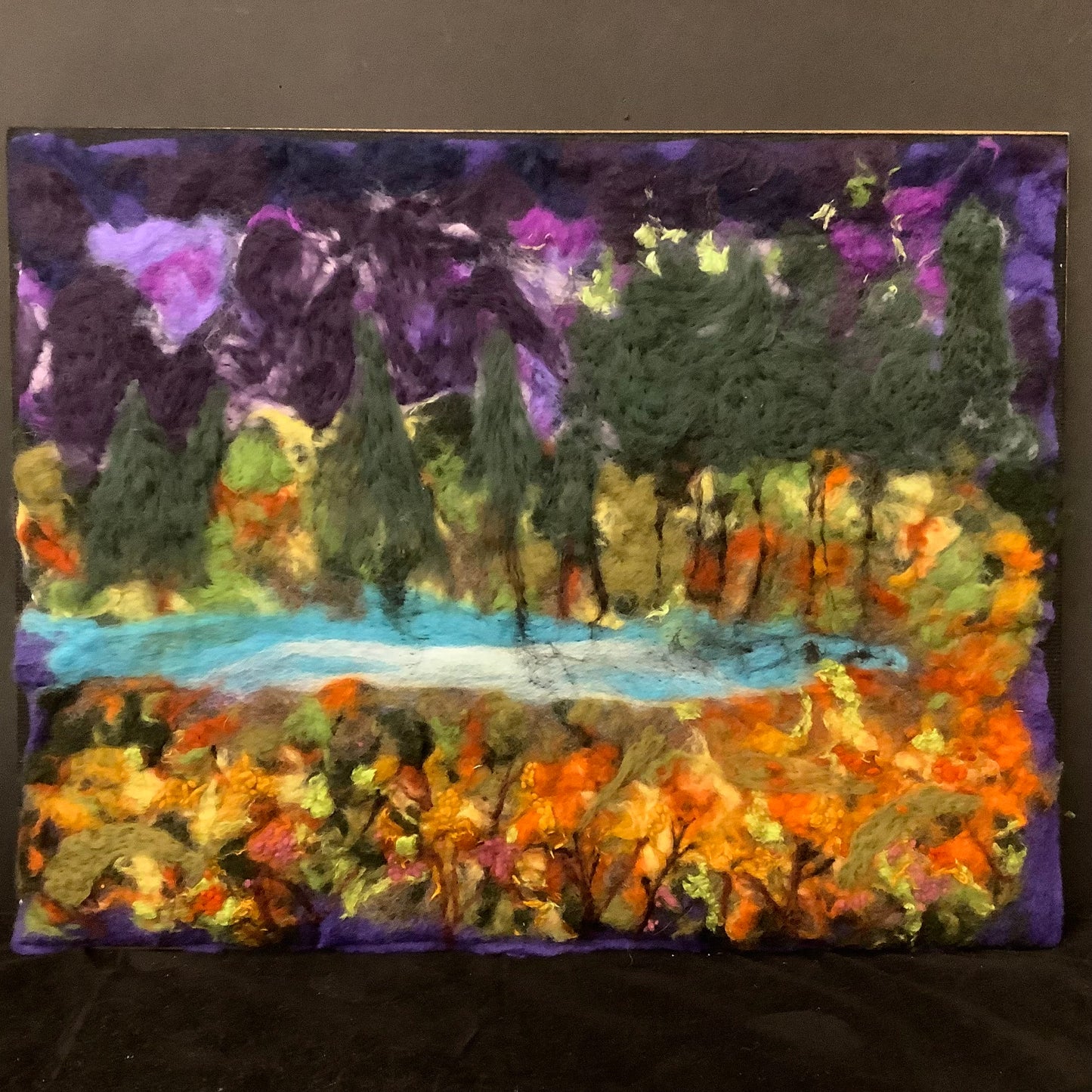 “The Stream” Hand Felted Framed Art