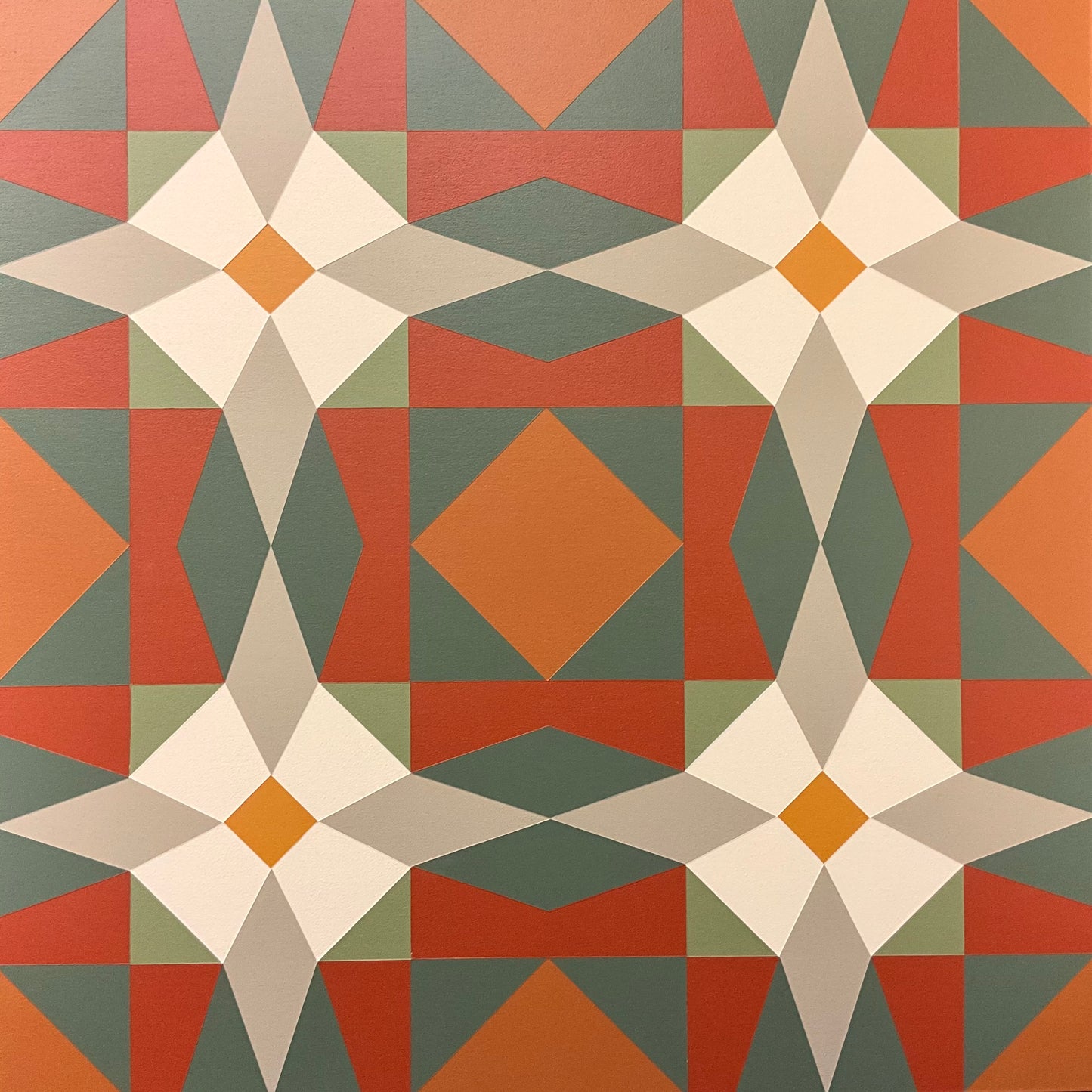 Barn Quilt Geometric Design in Autumn Colors 2’ x 2’