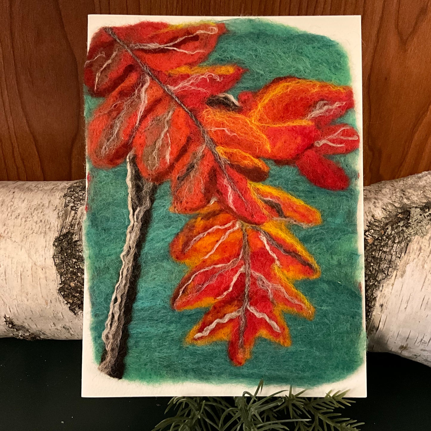 Felted Card- Branch with Fall Leaves