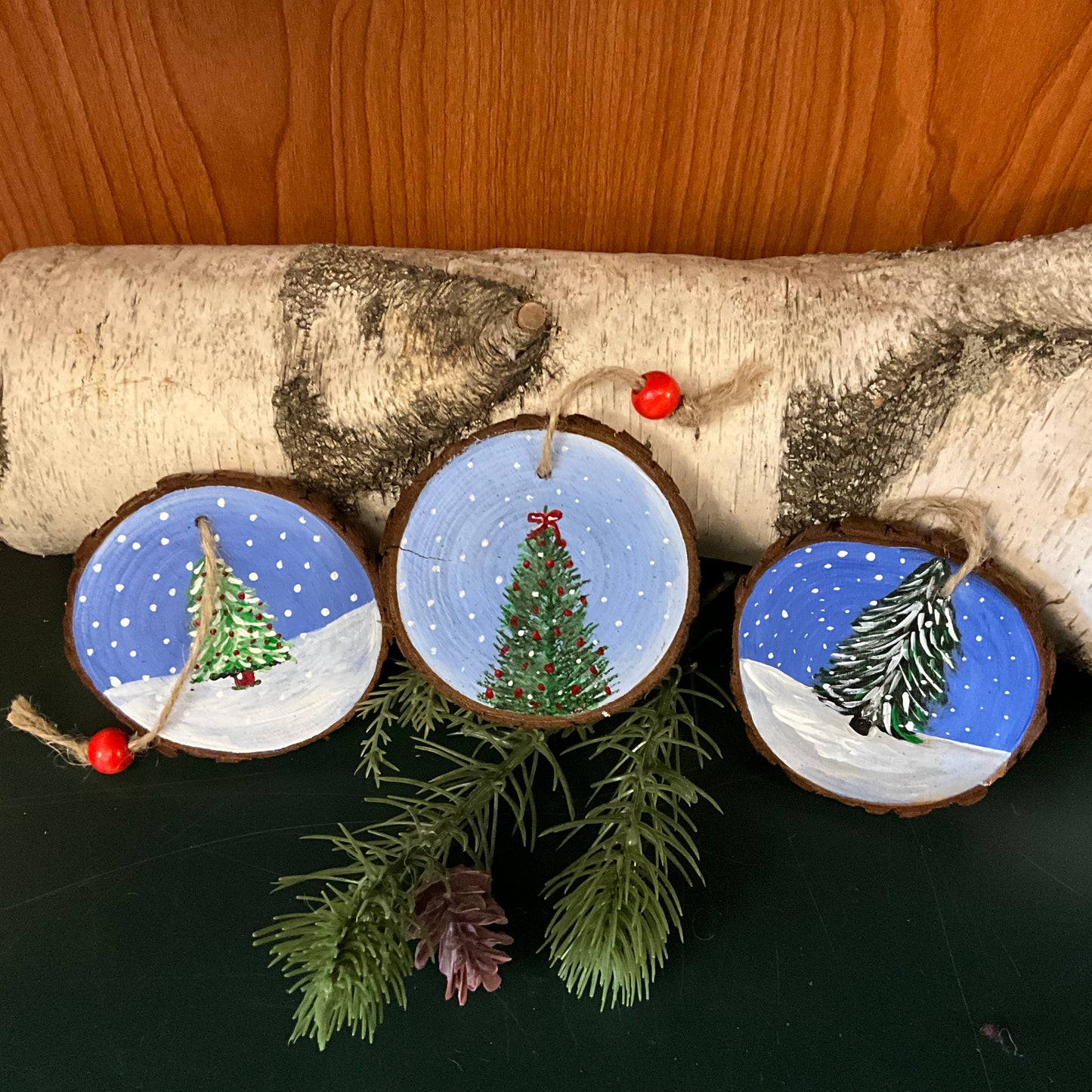 Hand Painted Wood Ornament Christmas Tree