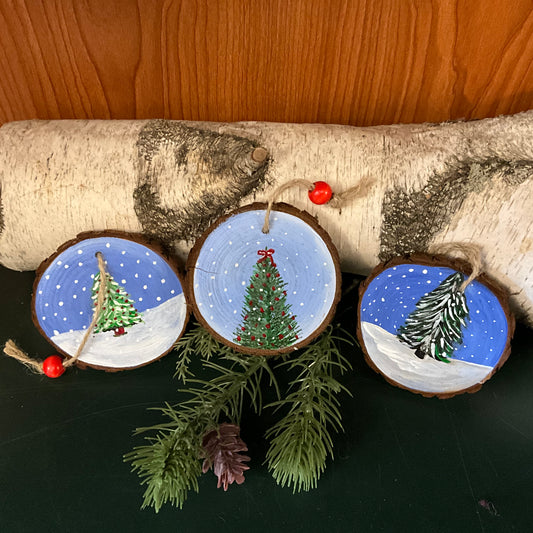 Hand Painted Wood Ornament Christmas Tree