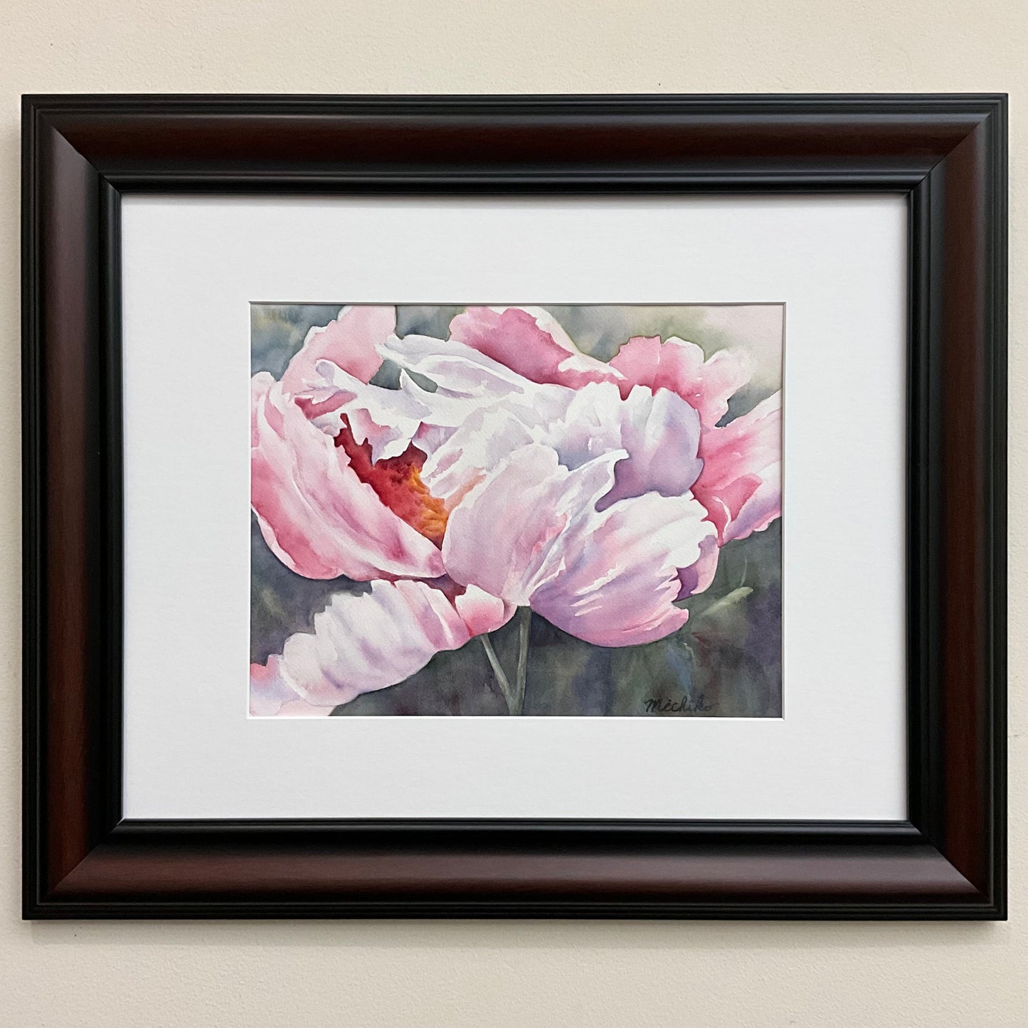 "Christine’s Peony”, Framed Original Watercolor