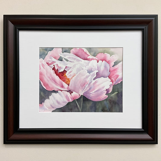 "Christine’s Peony”, Framed Original Watercolor