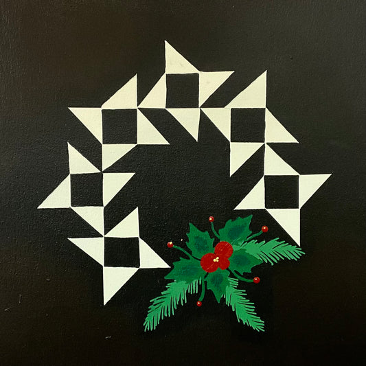 Barn Quilt Wreath on Black 1' x 1'