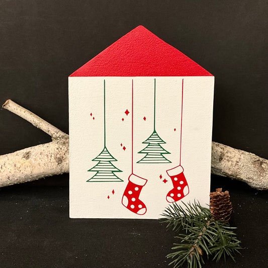 Christmas Trees & Stockings House - Barn Quilt