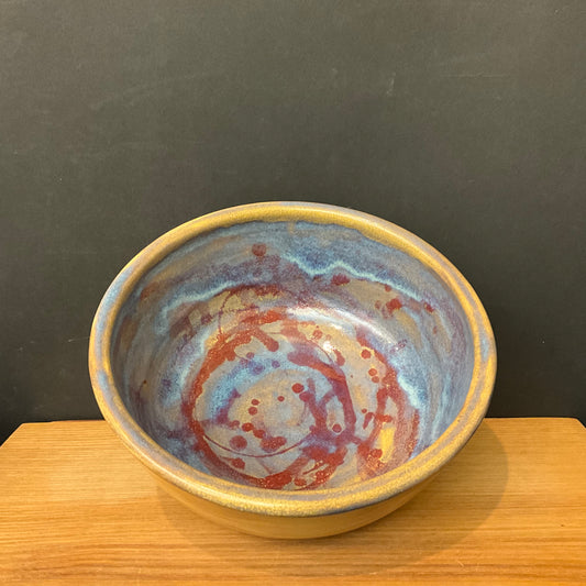 Soup Bowl - Marigold with variegated Blue interior