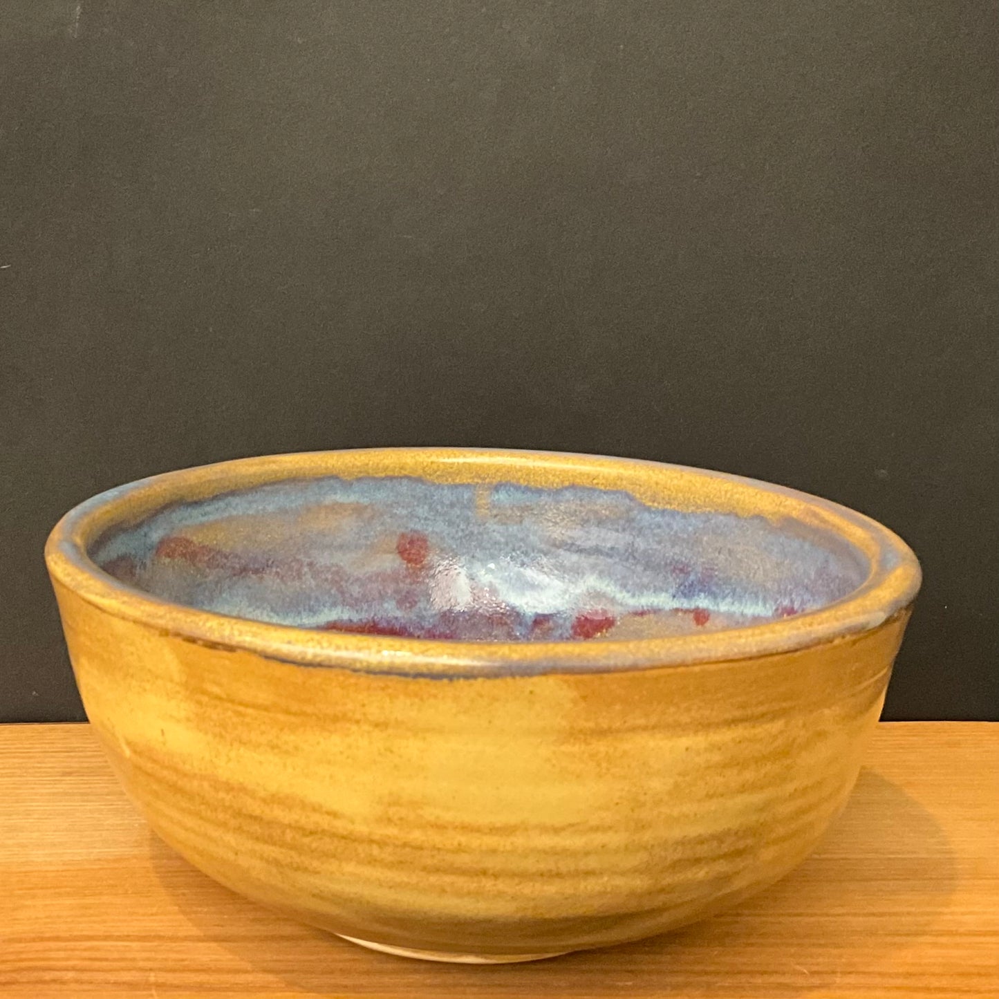 Soup Bowl - Marigold with variegated Blue interior