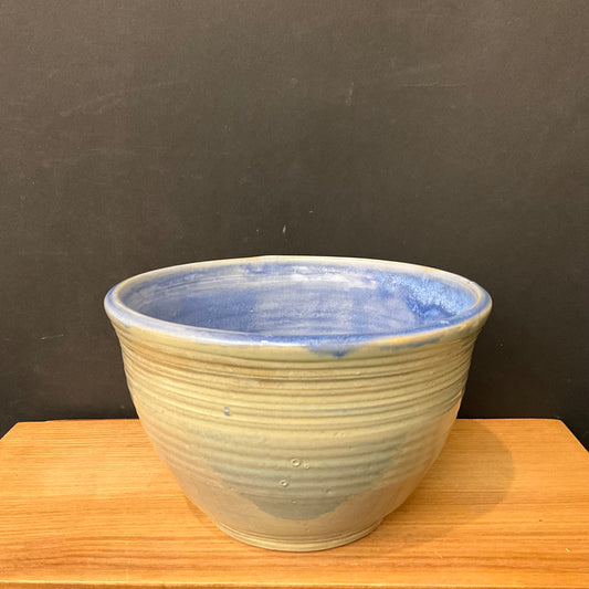 Soup Bowl - Dusty Celadon with Cornflower Blue Interior