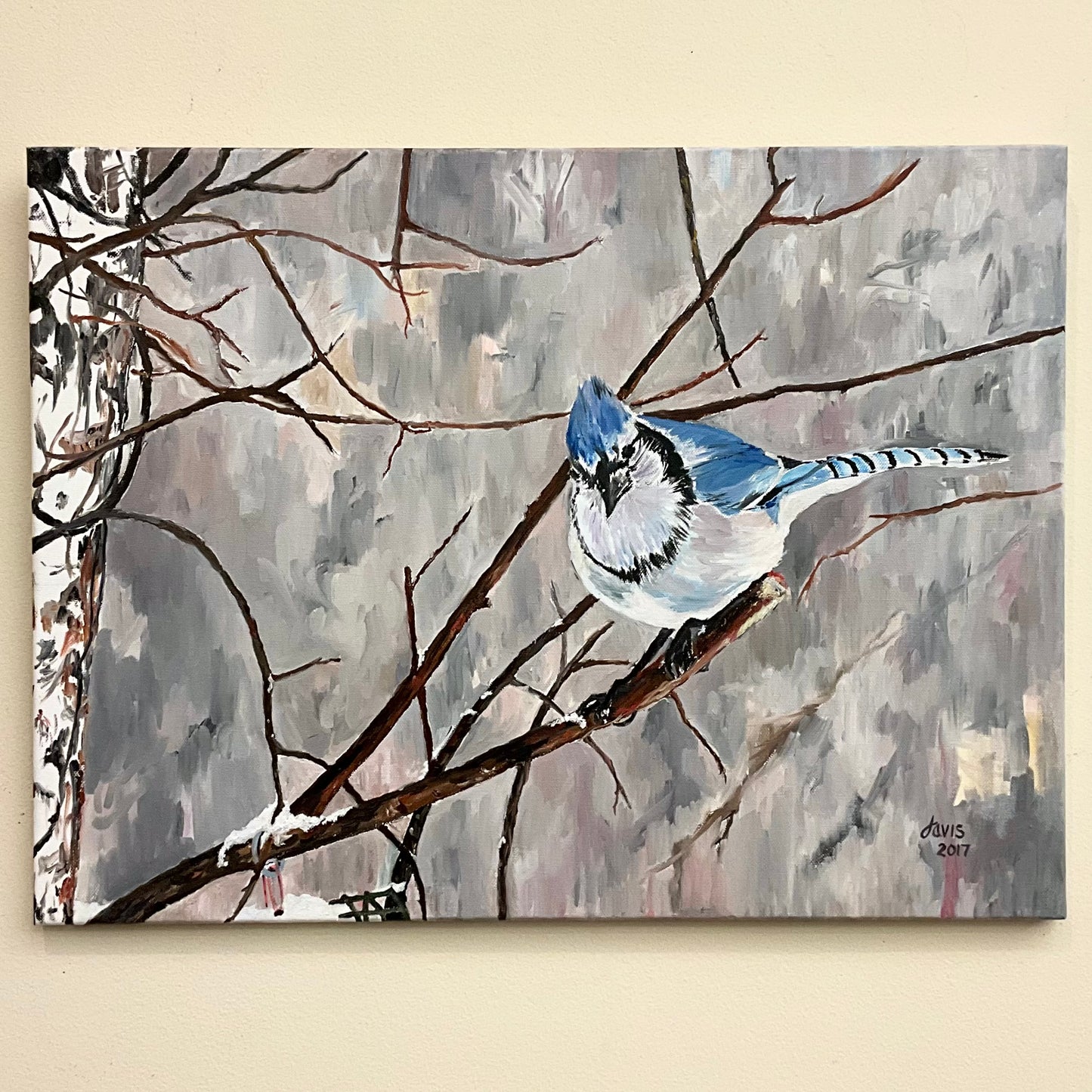 “Winter Blue Jay” Original Painting