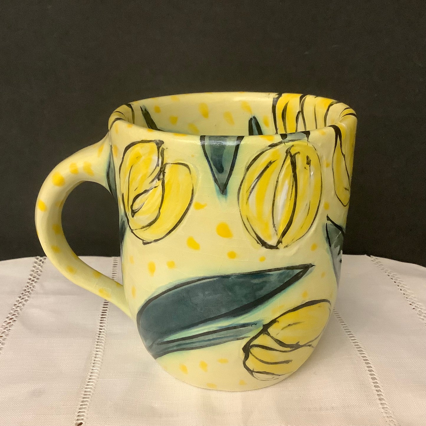 Mug with Yellow Wash & Yellow Tulips