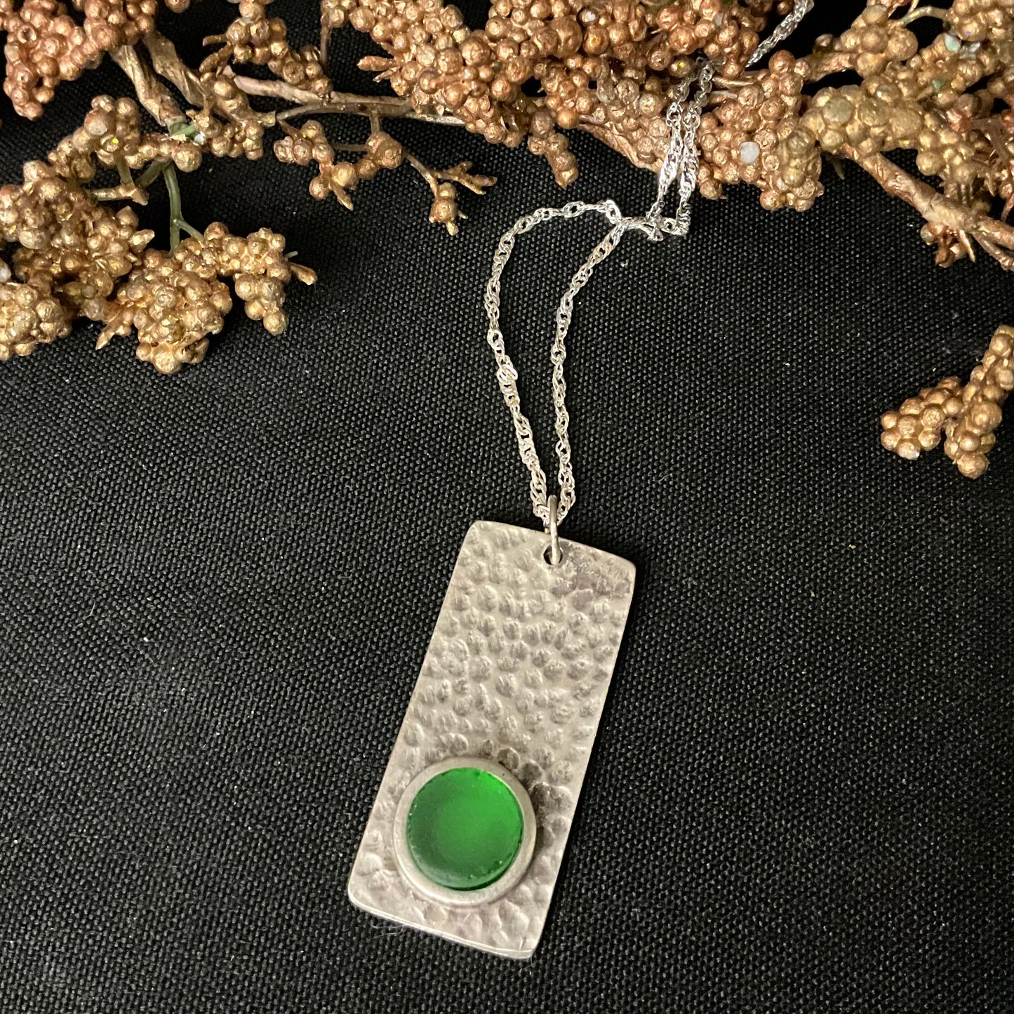 St. Lawrence River Glass Pendant on Silver