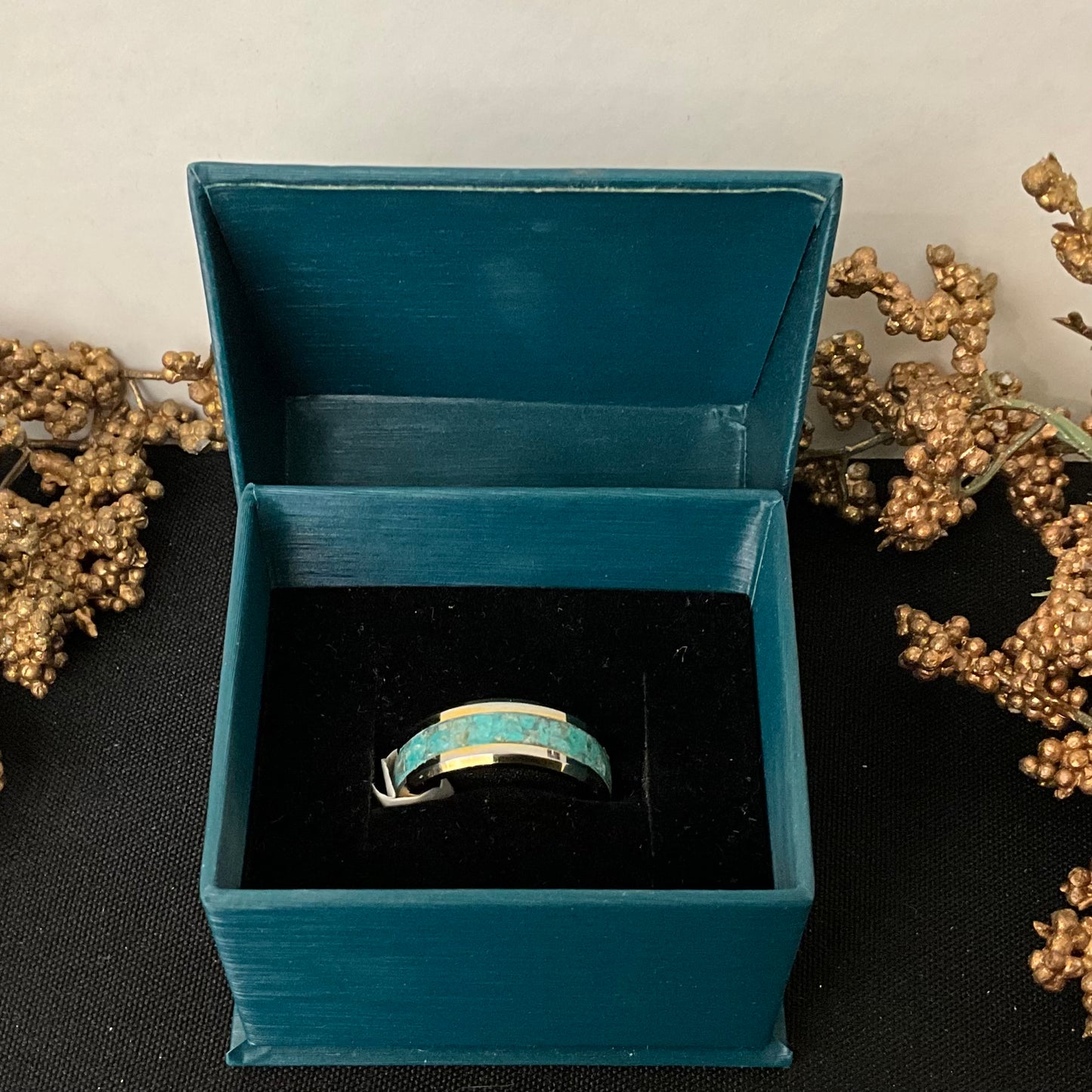 Topaz & Opal Gold Plate Inlay Ring size 9