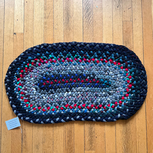 Braided Oval Rug, Blues, Red, Green