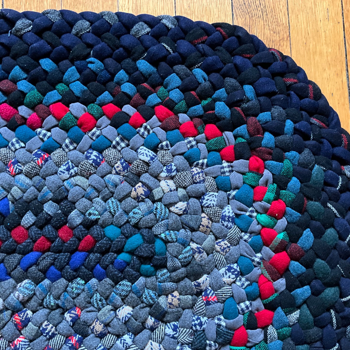 Braided Oval Rug, Blues, Red, Green