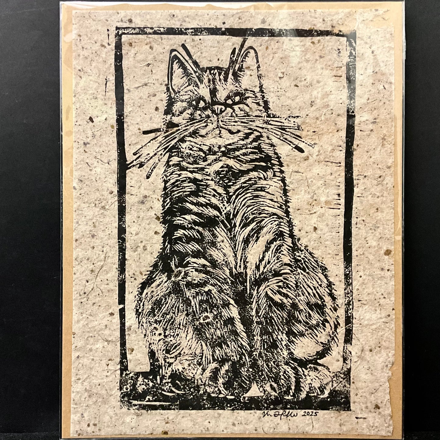Proud Cat Linocut Print