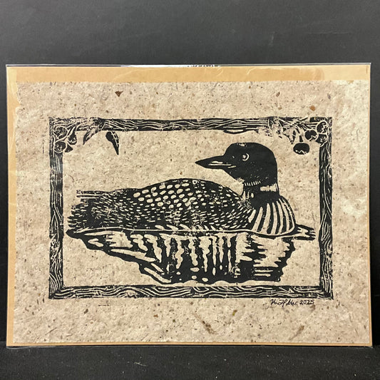 Loon Linocut Print