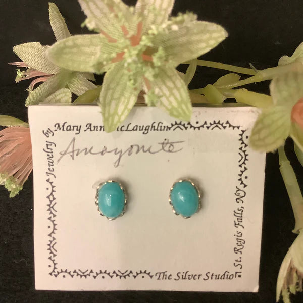 Silver Post Earrings with Stones
