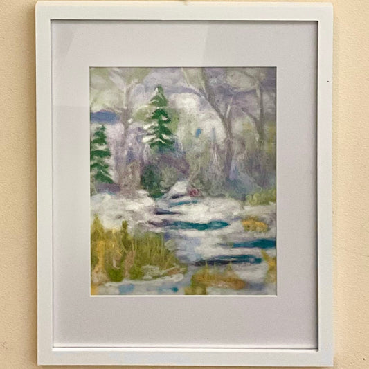 Serenity of Winter-  Print of Hand Felted Framed Art
