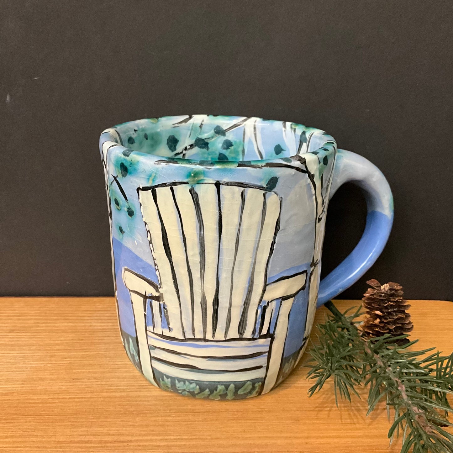 Mug with White Adirondack Chair & Birches