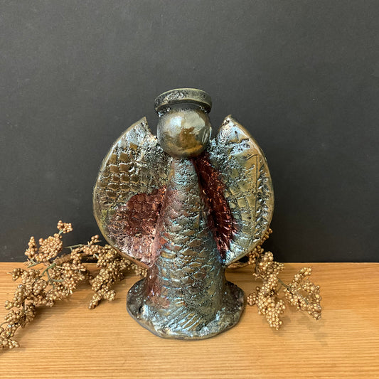 Large Folk Angel Coppery Glaze