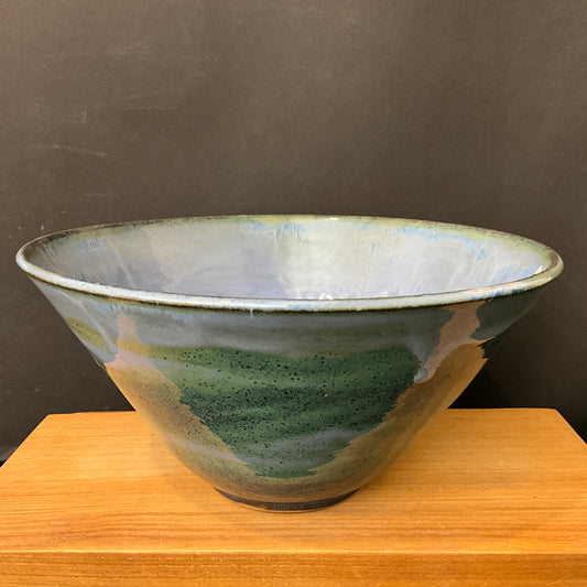 Deep Bowl in Blue Green Glaze & Light Blue Interior