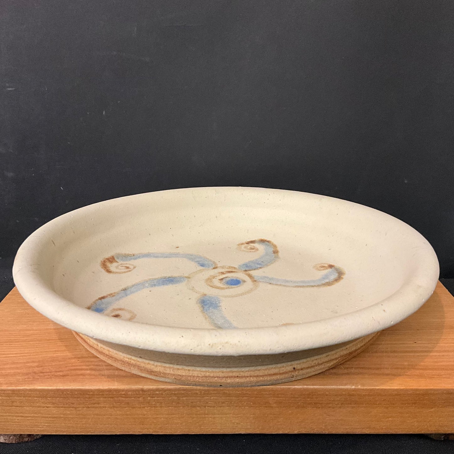 Tan Serving Dish with Spirals