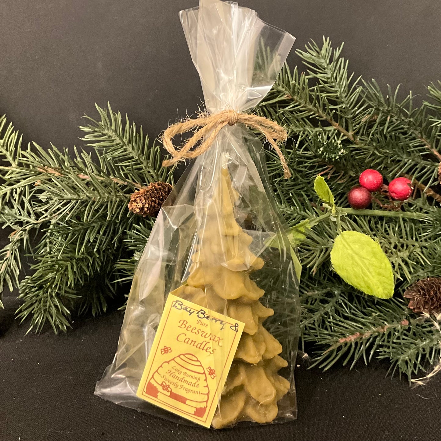 Large Beeswax Bayberry Evergreen Tree candle