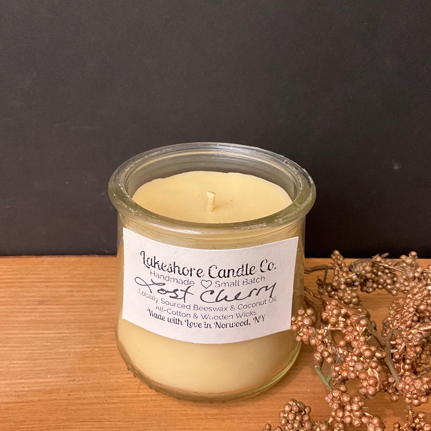 Beeswax Glass Jar Candle, Lost Cherry