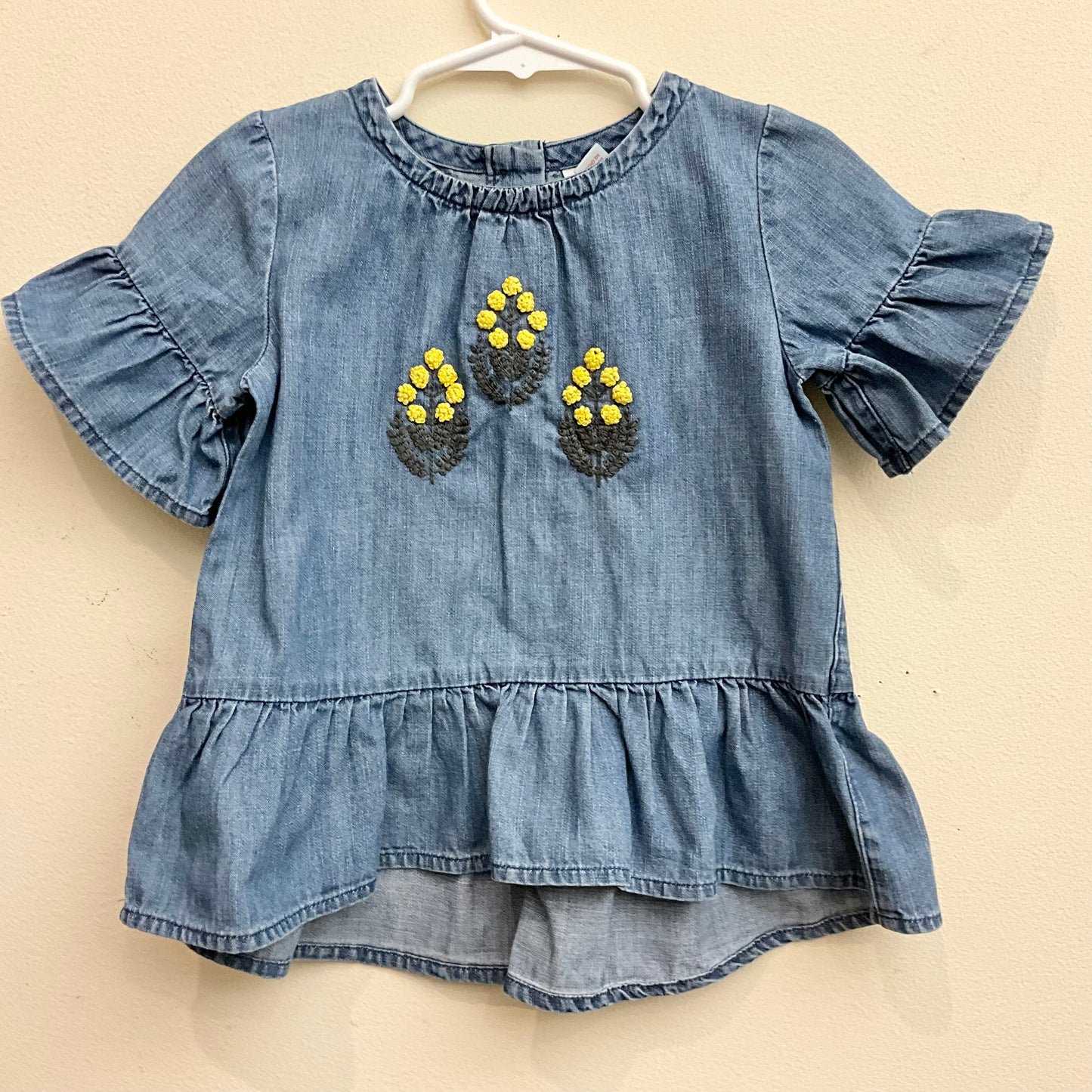 Embroidered Denim Peplum Dress Size 3T