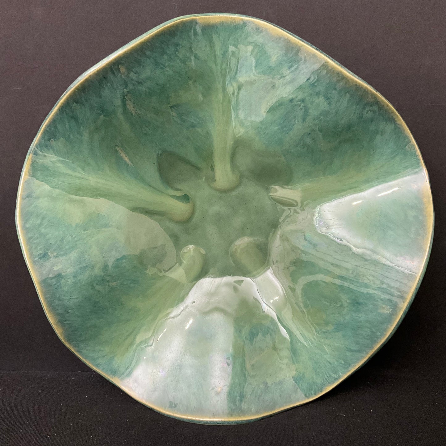 Large Wavy Bowl in Blue/Green Tones