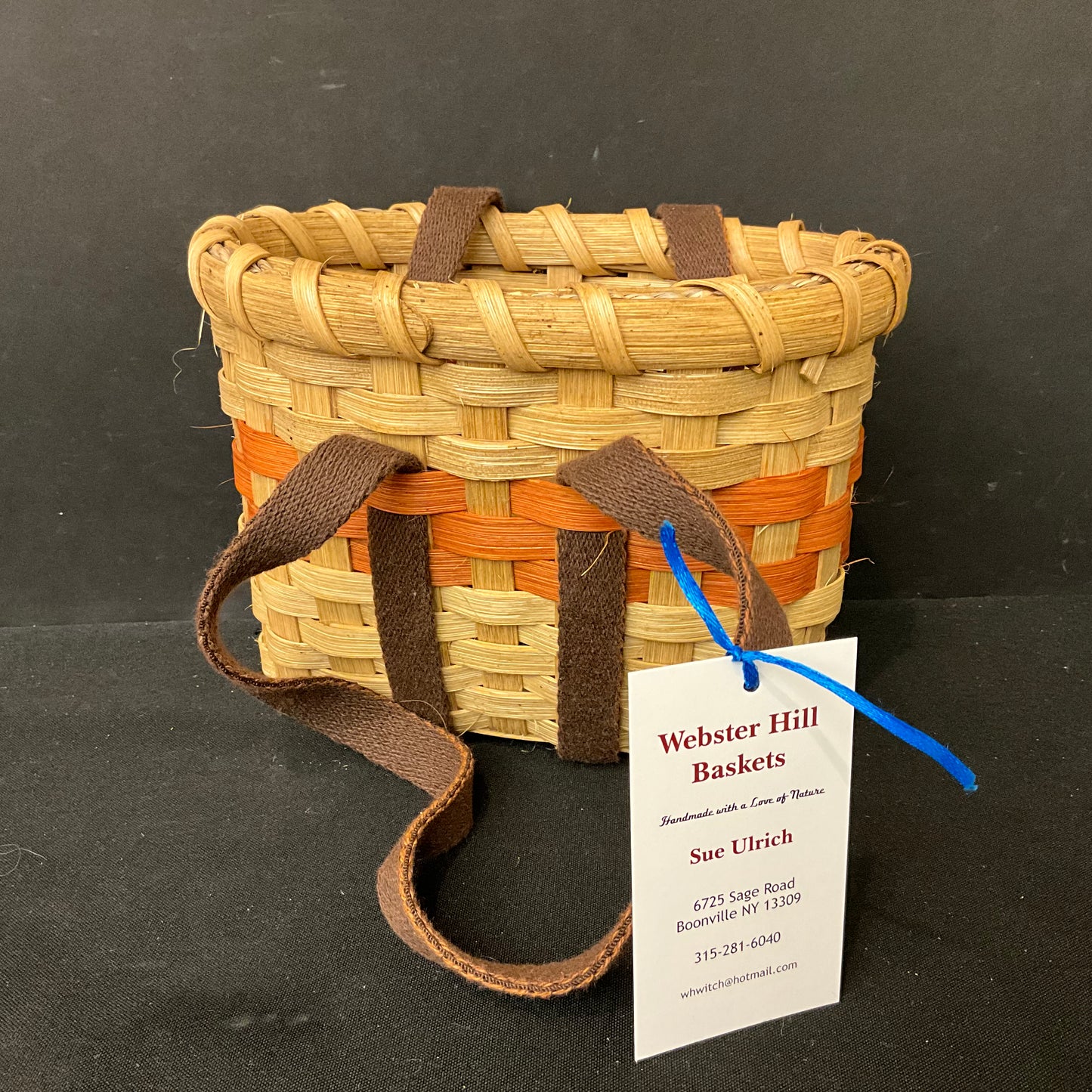 Mini Tote Basket with Brown Straps