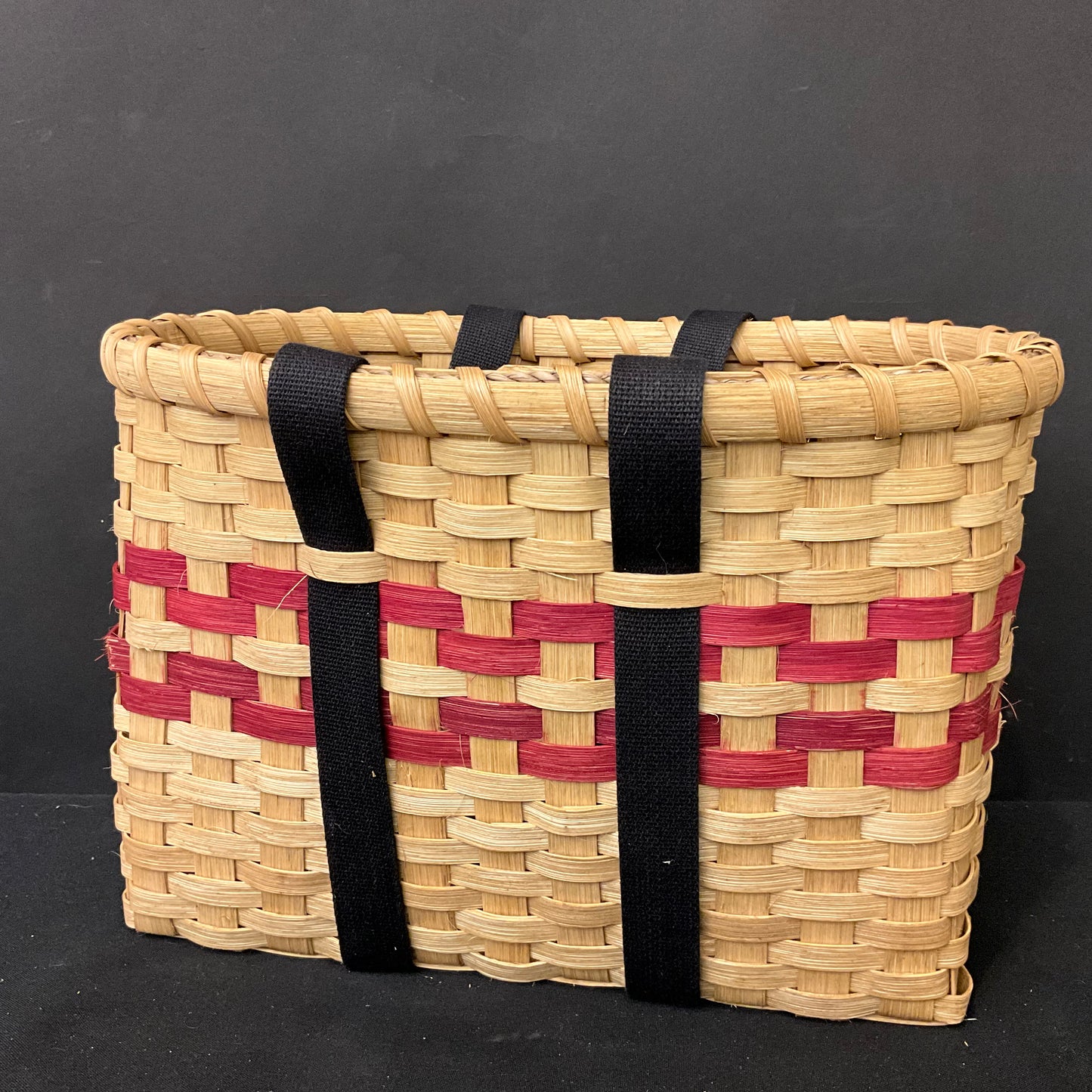 Tote Basket w Red Band and Black Strap