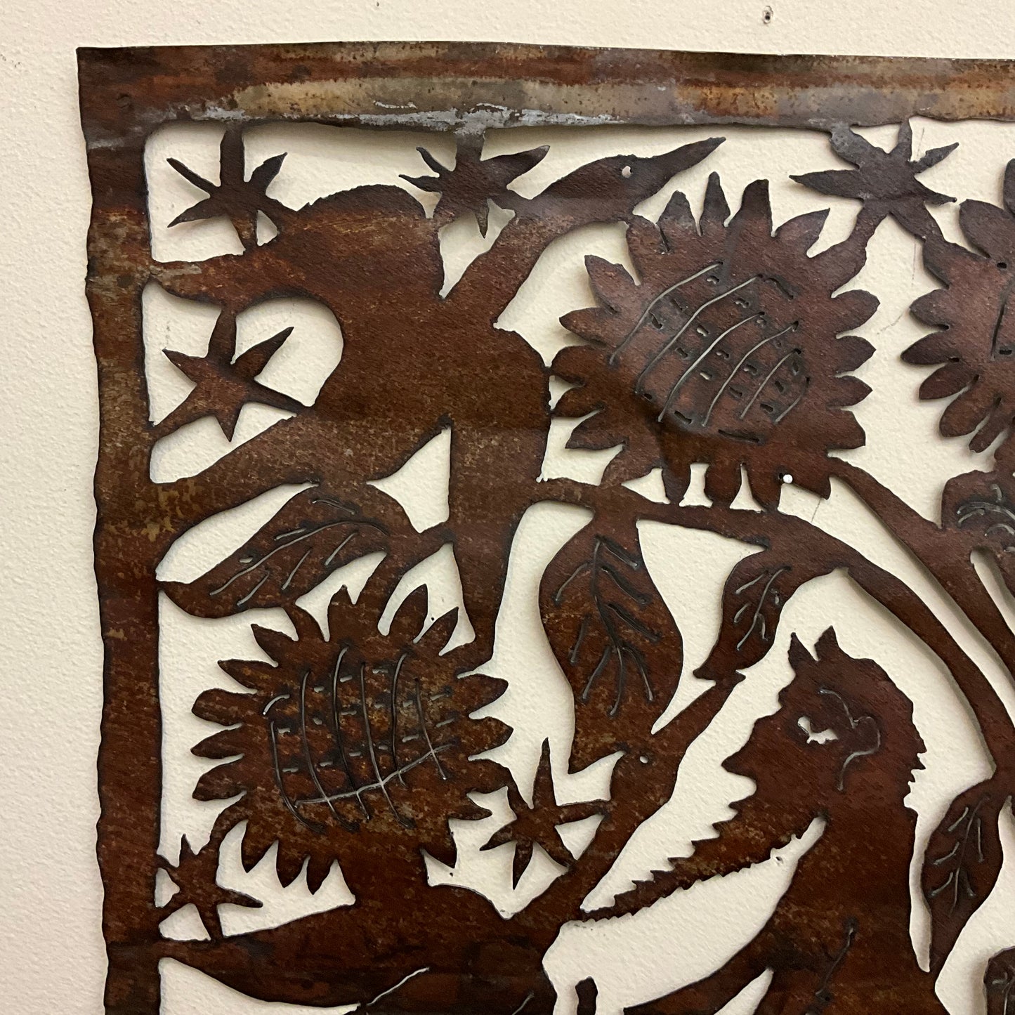 "Among the Sunflowers", metal wall art