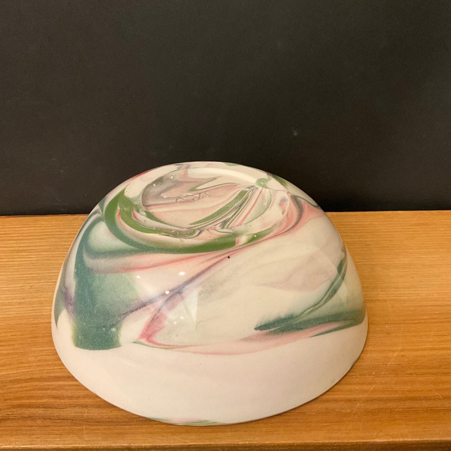 Small Porcelain Slip Bowl with Pastel Swirl Design